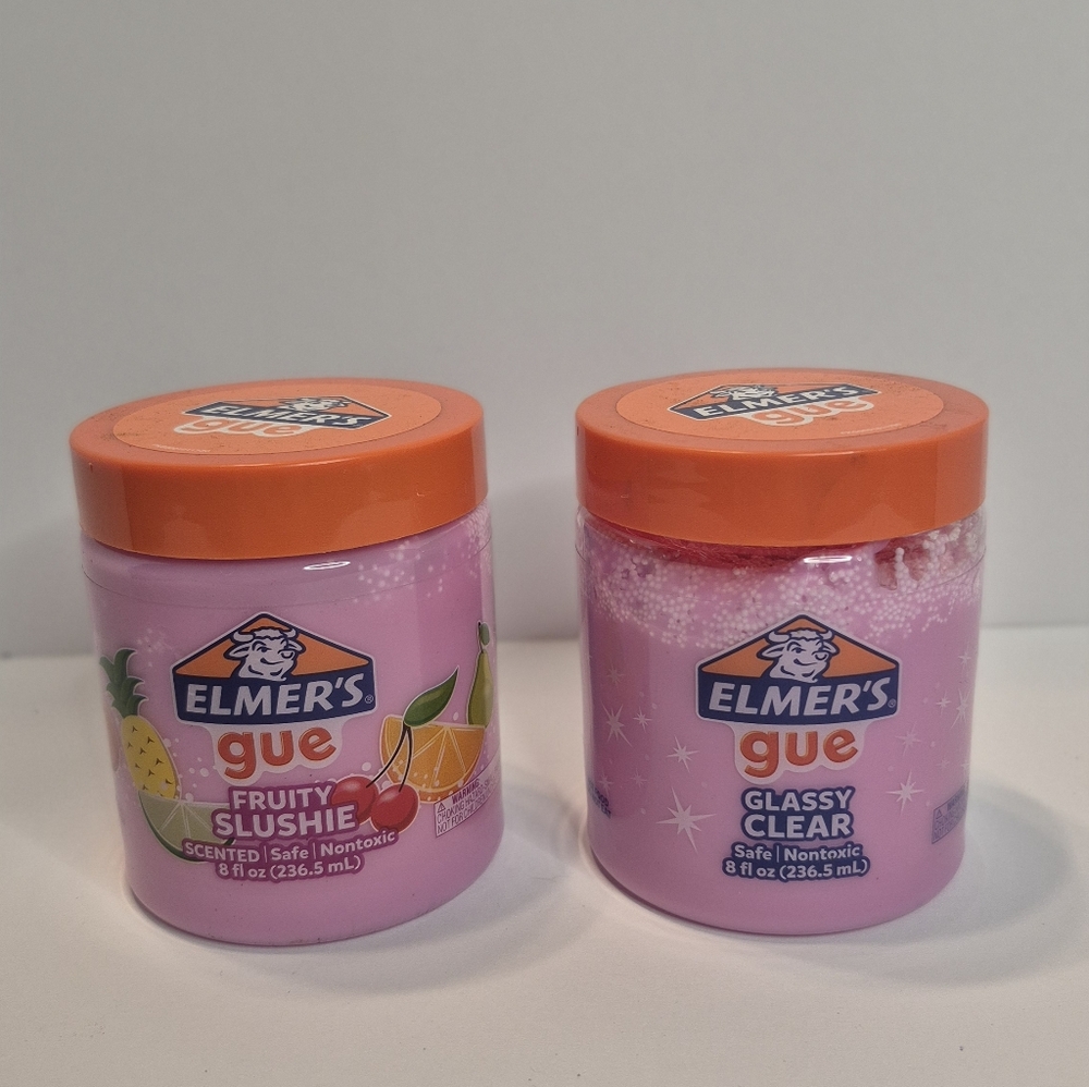 Elmer's Gue Slime Kids 8oz‎ Pink Good Fruity Slushie Glassy Clear 2pk